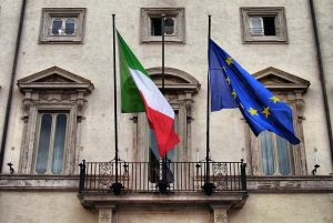 Italy & EU flags