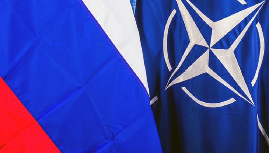 NATO Russia flags