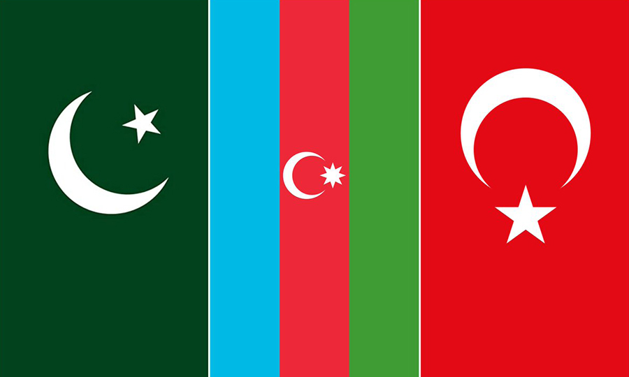 Azerbaijan, Pakistan, Turkey flags