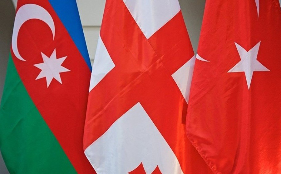 Azerbaijan, Turkey, Georgia flags