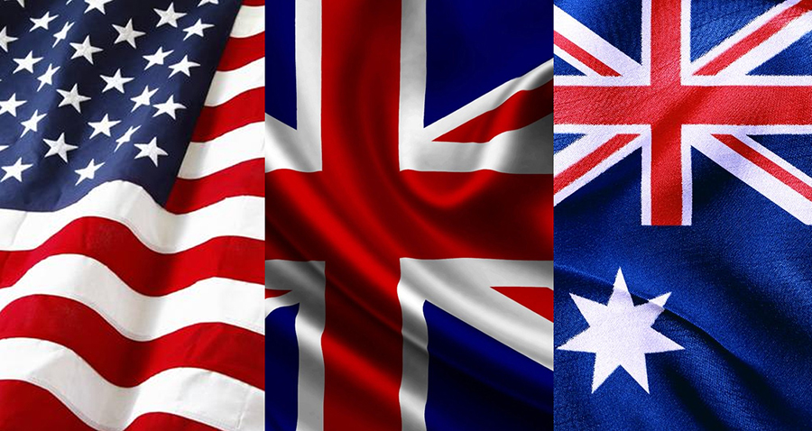 US, England, Australia flags