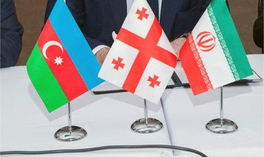 Iran, Georgia, Azerbaijan flags