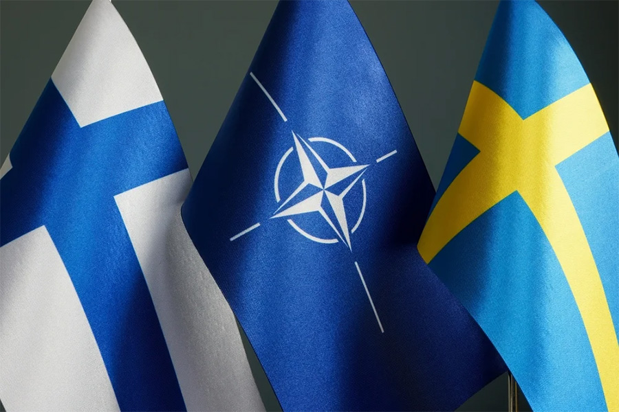 Finland, NATO, Sweden flags