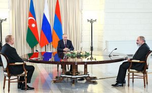 Pashinyan, Putin, Aliyev
