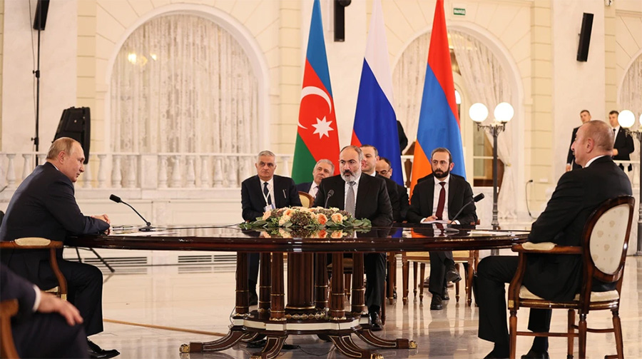 Pashinyan, Putin, Aliyev