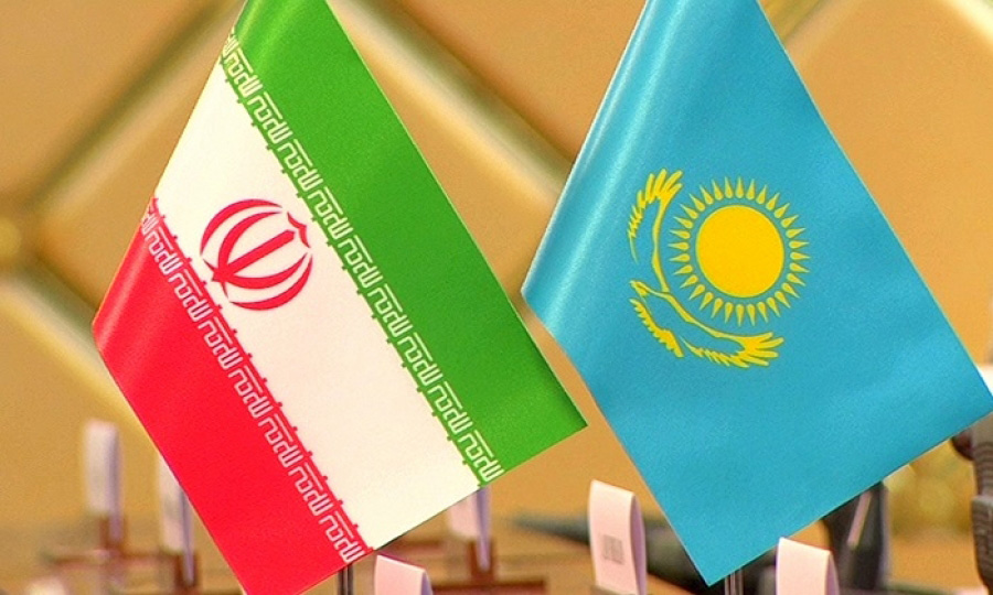 Iran, Kazakhstan flags