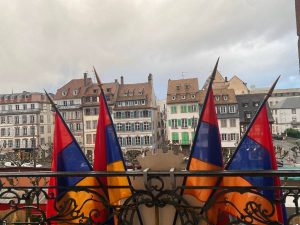 Armenian flag on Strasbourg city hall building