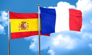 Spain & France flags