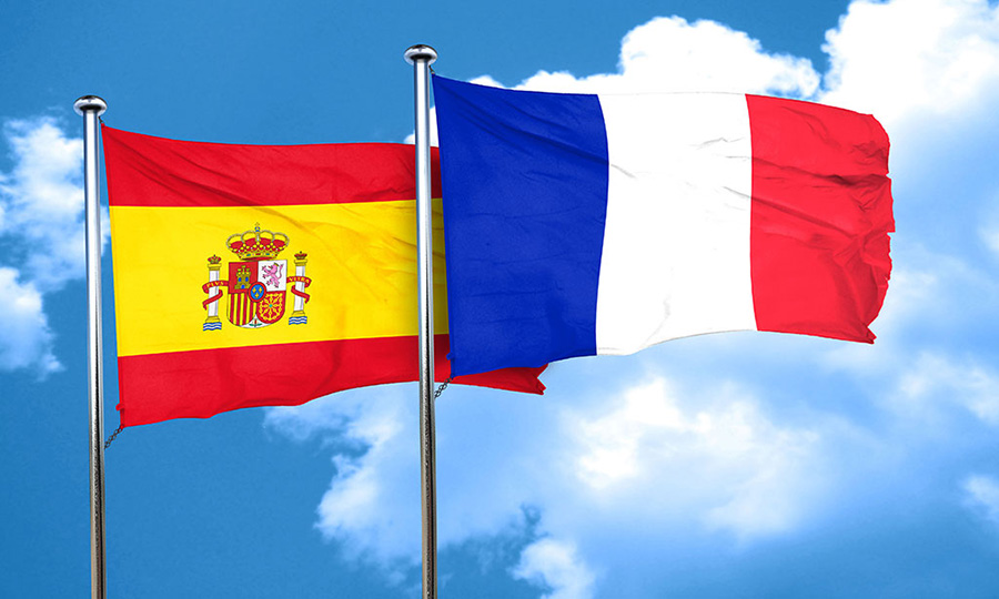 spain-france Spain & France flags