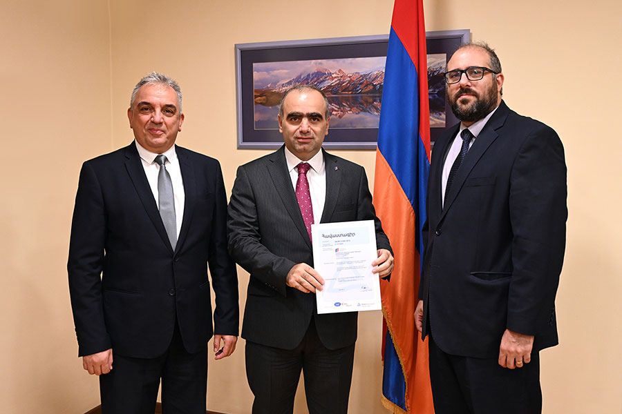 «Տեղեկատվական անվտանգության կառավարման համակարգեր» միջազգային ստանդարտի հավաստագրի հանձնման պահին