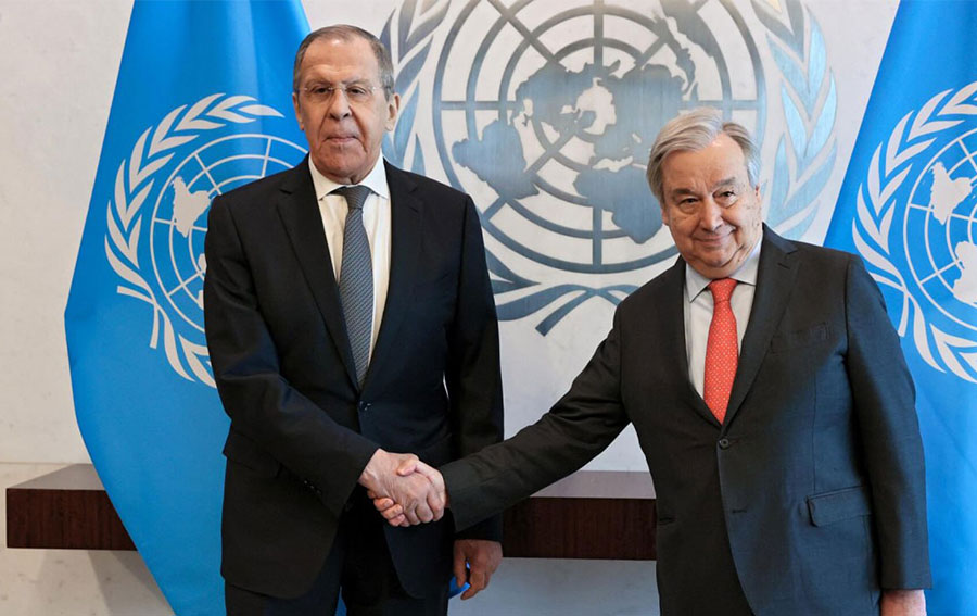 ՌԴ արտգործնախարար Սերգեյ Լավրովը ՄԱԿ-ի գլխավոր քարտուղար Անտոնիո Գուտերեշի հետ