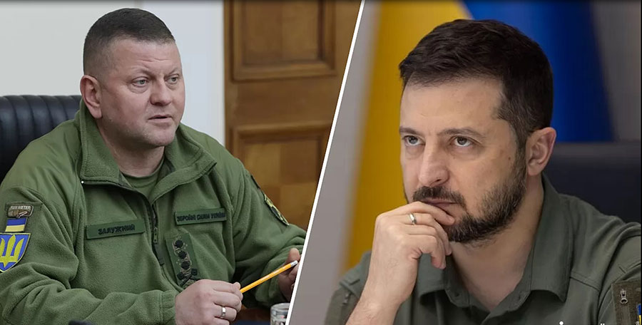 Ուկրաինայի զինված ուժերի գլխավոր հրամանատար Վալերի Զալուժնի, Ուկրաինայի նախագահ Վլադիմիր Զելենսկի